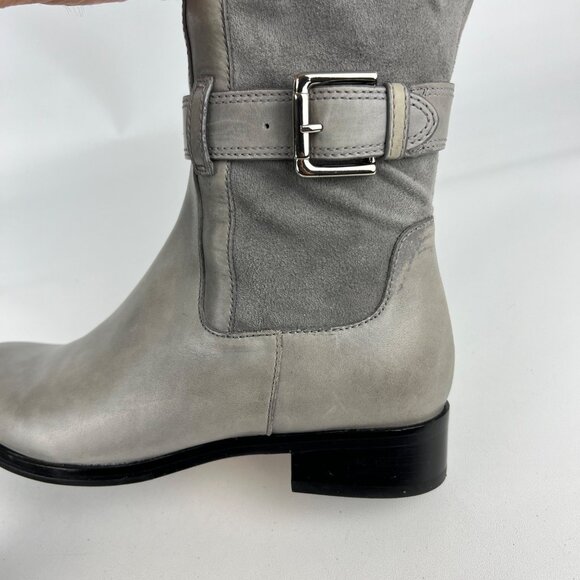 Cole Haan Womens Air Avalon Tall Riding Boots Gray Suede Buckles size 7 - Picture 11 of 16